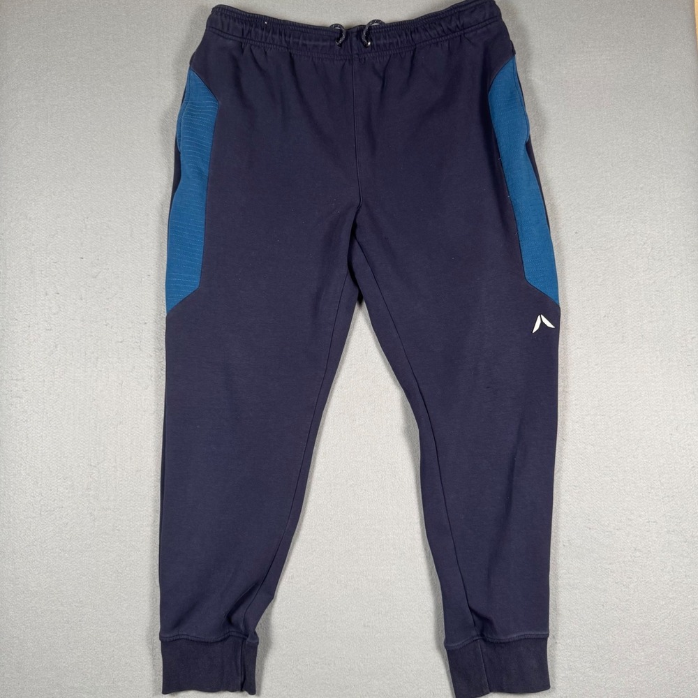 Reebok Mens Joggers Large Navy Blue Athletic Tapered Activewear Sweatpants L